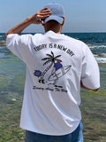 Stylish Men's T-shirt, 100% Cotton, Pattern Print, Casual, Comfortable, Loose Fit, Simple and Versatile